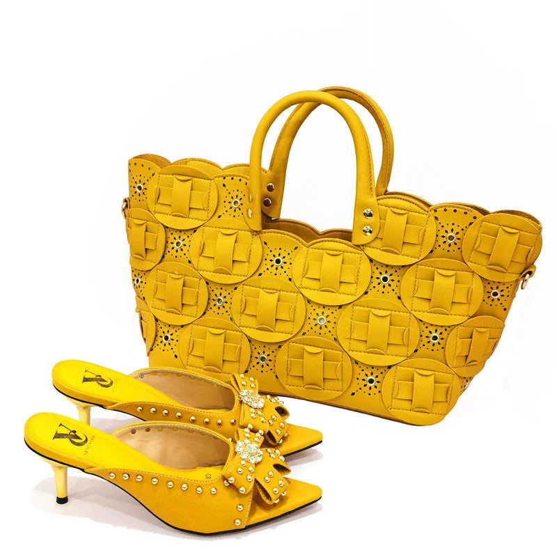 2022 Rivet Style Women Shoes and Bag to Match in Color matching High Quality