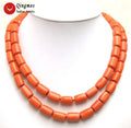 2 Strands Natural Orange Coral Necklace for Women Jewelry with Genuine 10-12mm