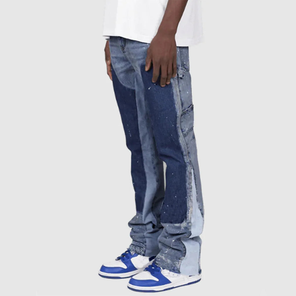 Men's Fashion Jeans Work Pants, European and American Fashion Workwear Elastic