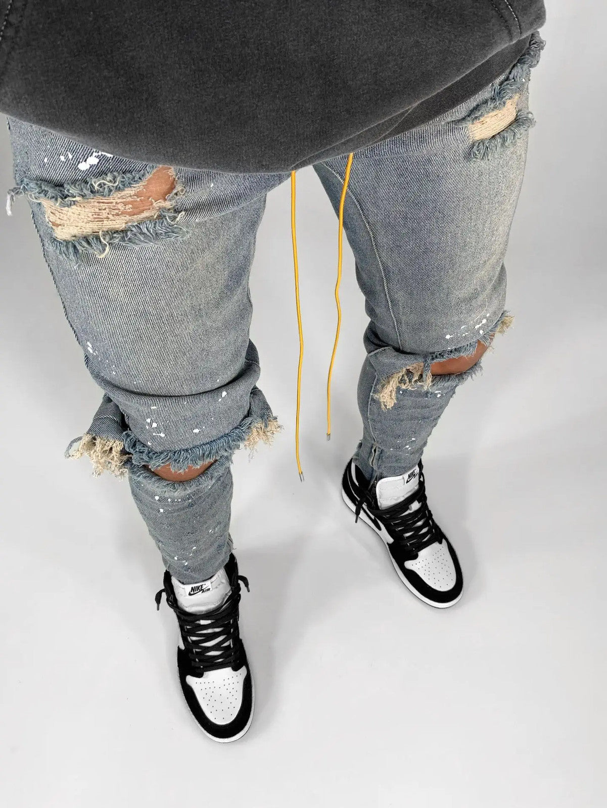 New 2025 Ripped Hole Jeans for Men Hip Hop Cargo Pant Distressed Denim Jeans