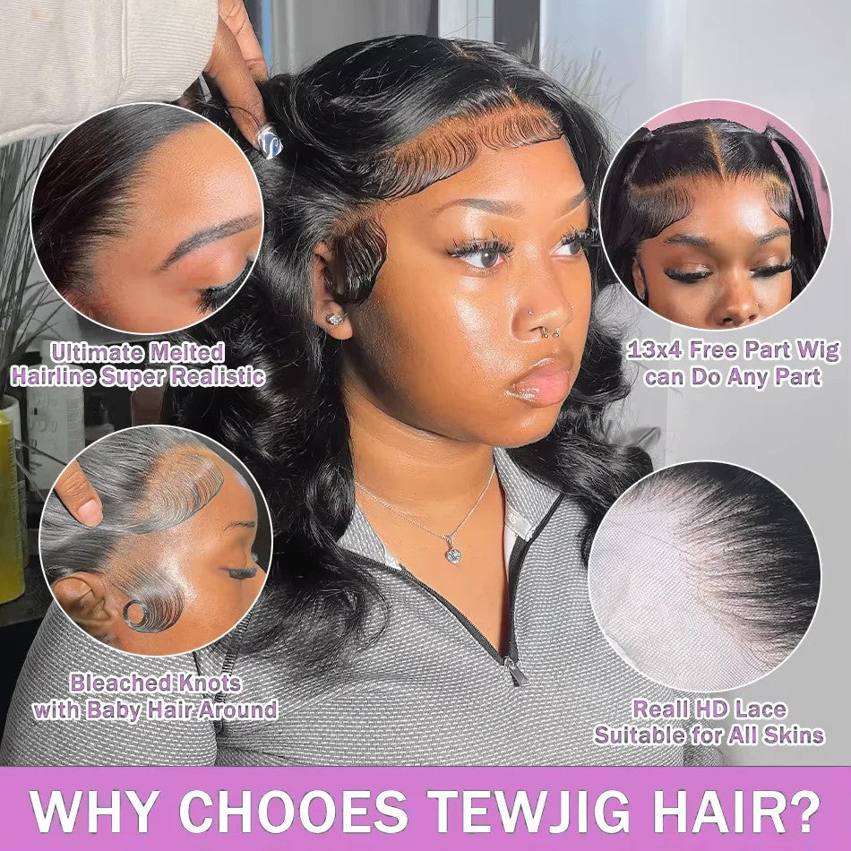 250% Body Wave HD Lace Frontal Wig Short Bob Wig Human Hair Glueless Human Hair