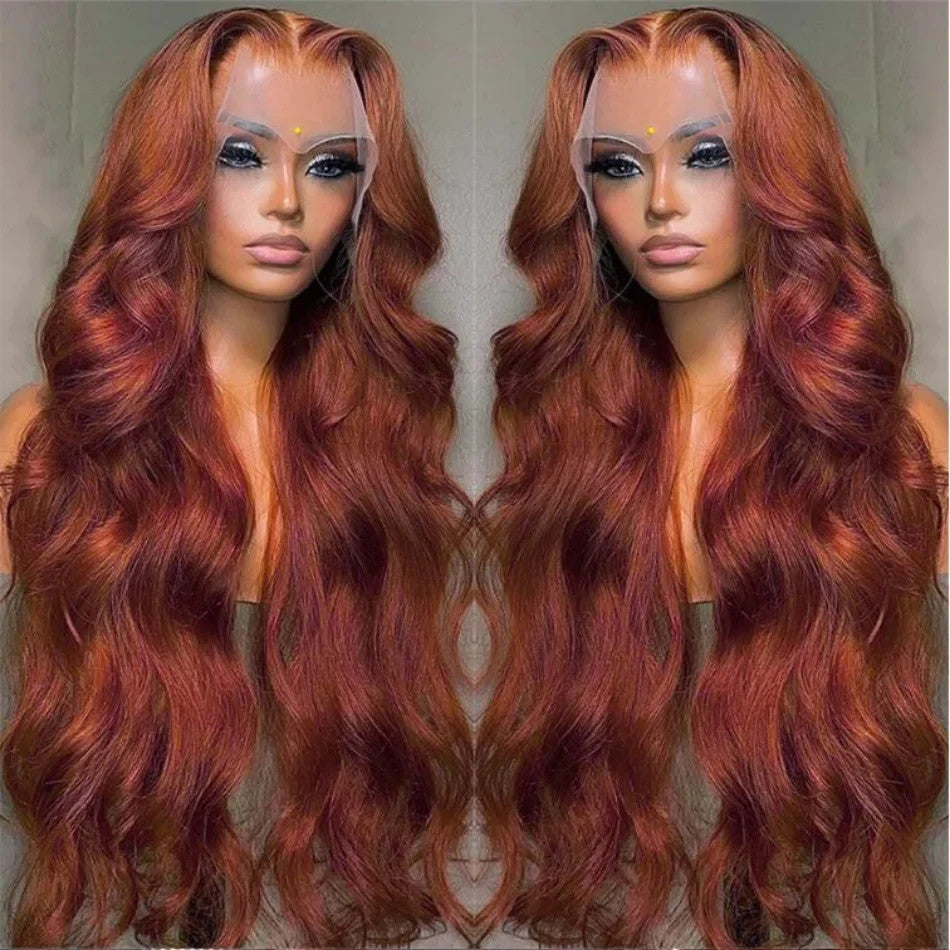 HD 13x4 Reddish Brown Lace Front Colored Glueless Human Hair Wigs Brazilian