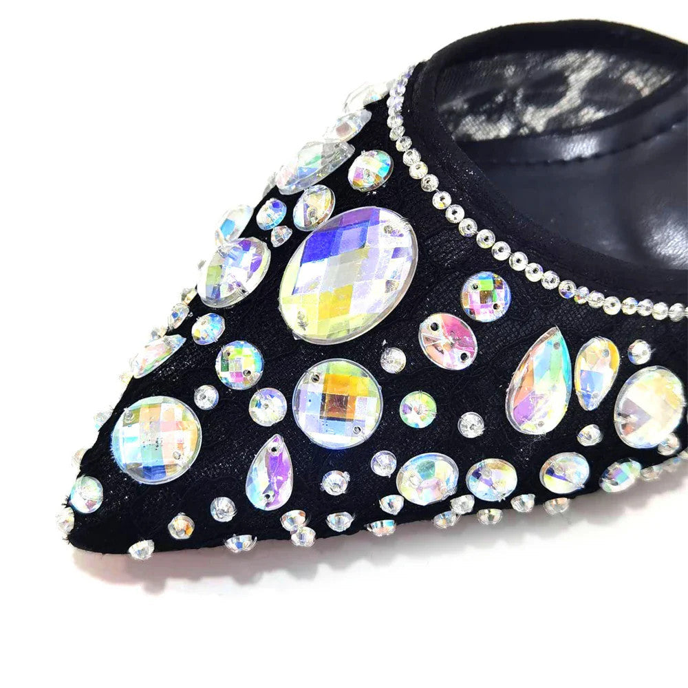 3D Bling Pointed Toe Slingback Heels — Shoes Only or With Matching Bag | 7 Colours | EU 37–42