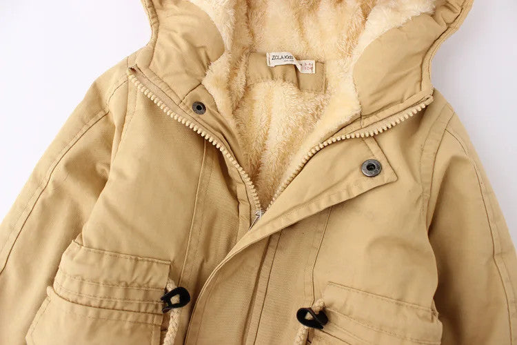 Winter Kids Clothes Plus Velvet Thicken Warm Jacket for Girls Casual Zipper