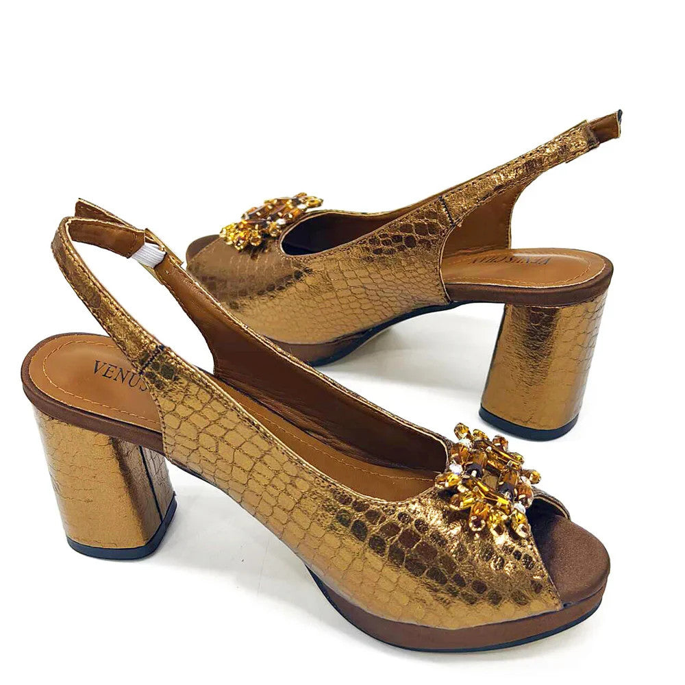 Rhinestone Bling Peep Toe Slingback Heels & Bag Set — 6 Colours | EU 37–43