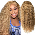 Honey Blonde Water Wave 4x4 Lace Front Wig 100% Human Hair Wigs for Women 13x4
