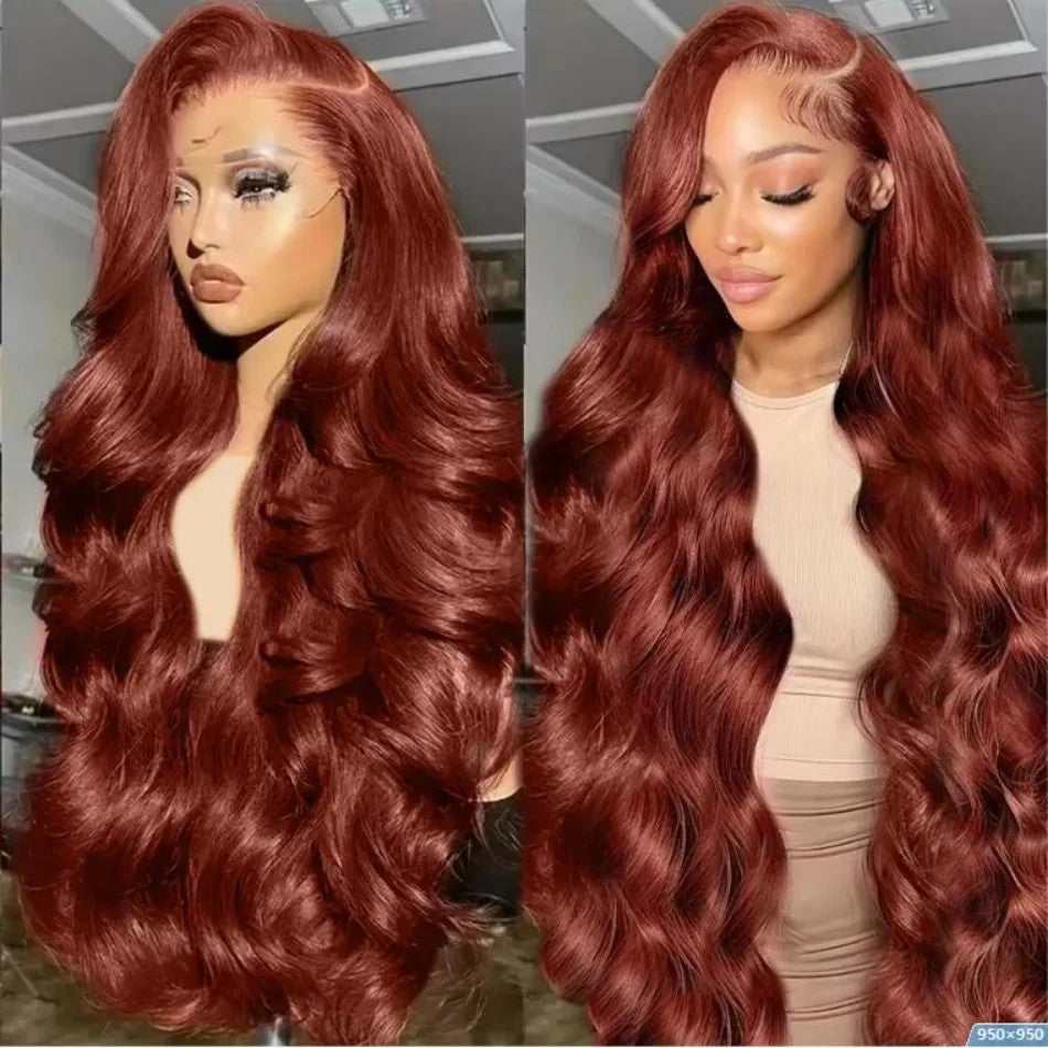 HD 13x4 Reddish Brown Lace Front Colored Glueless Human Hair Wigs Brazilian