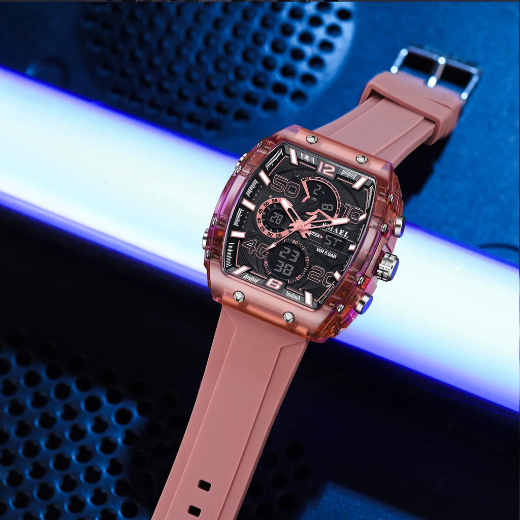 Men's 8109 electronic watch fashion square dual display waterproof luminous