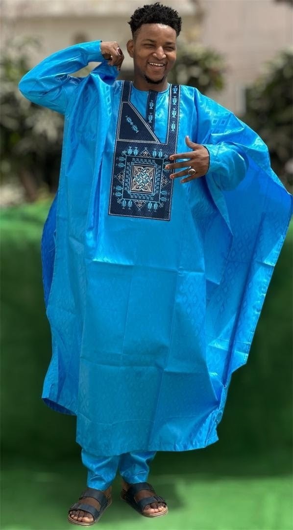 African Clothing For Men Traditional Bazin Riche Embroidery Design Top Long