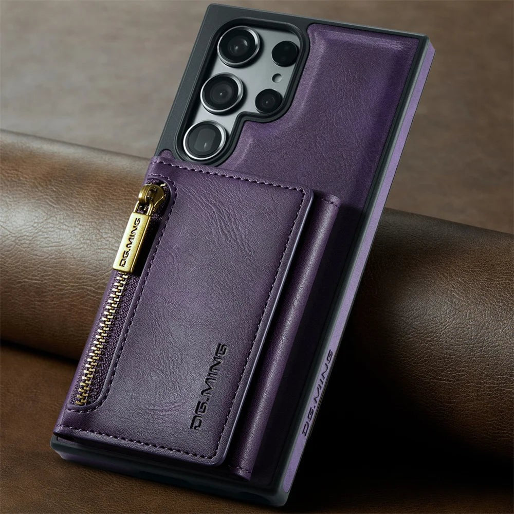 DG.Ming RFID Blocking Retro Flip Leather Case For Samsung Galaxy S25 S24 S22