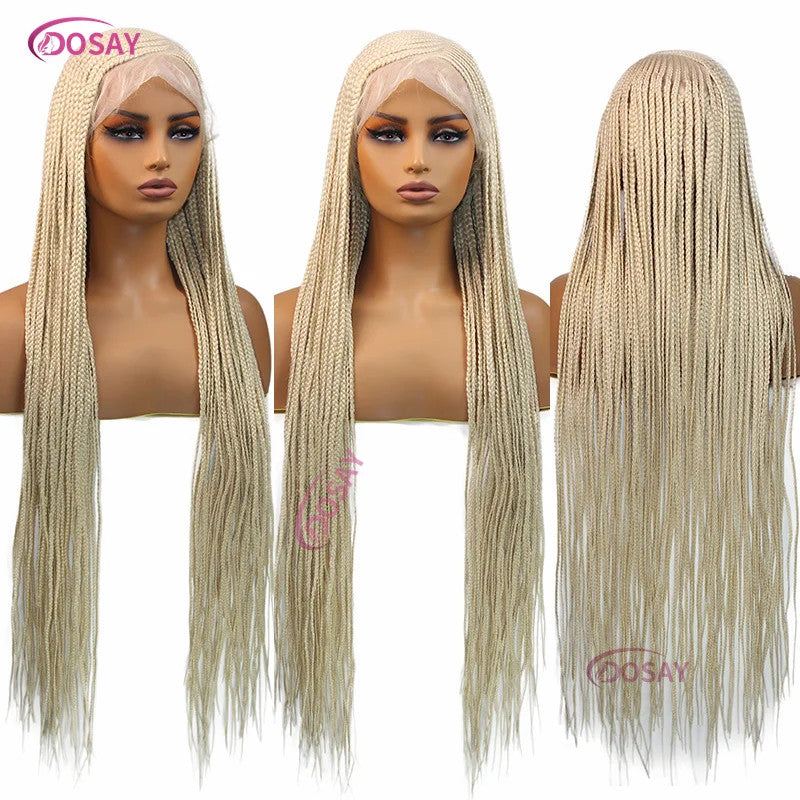 36" Cornrow Box Braided Wigs 613 Blonde Synthetic Wig for Women High Quality