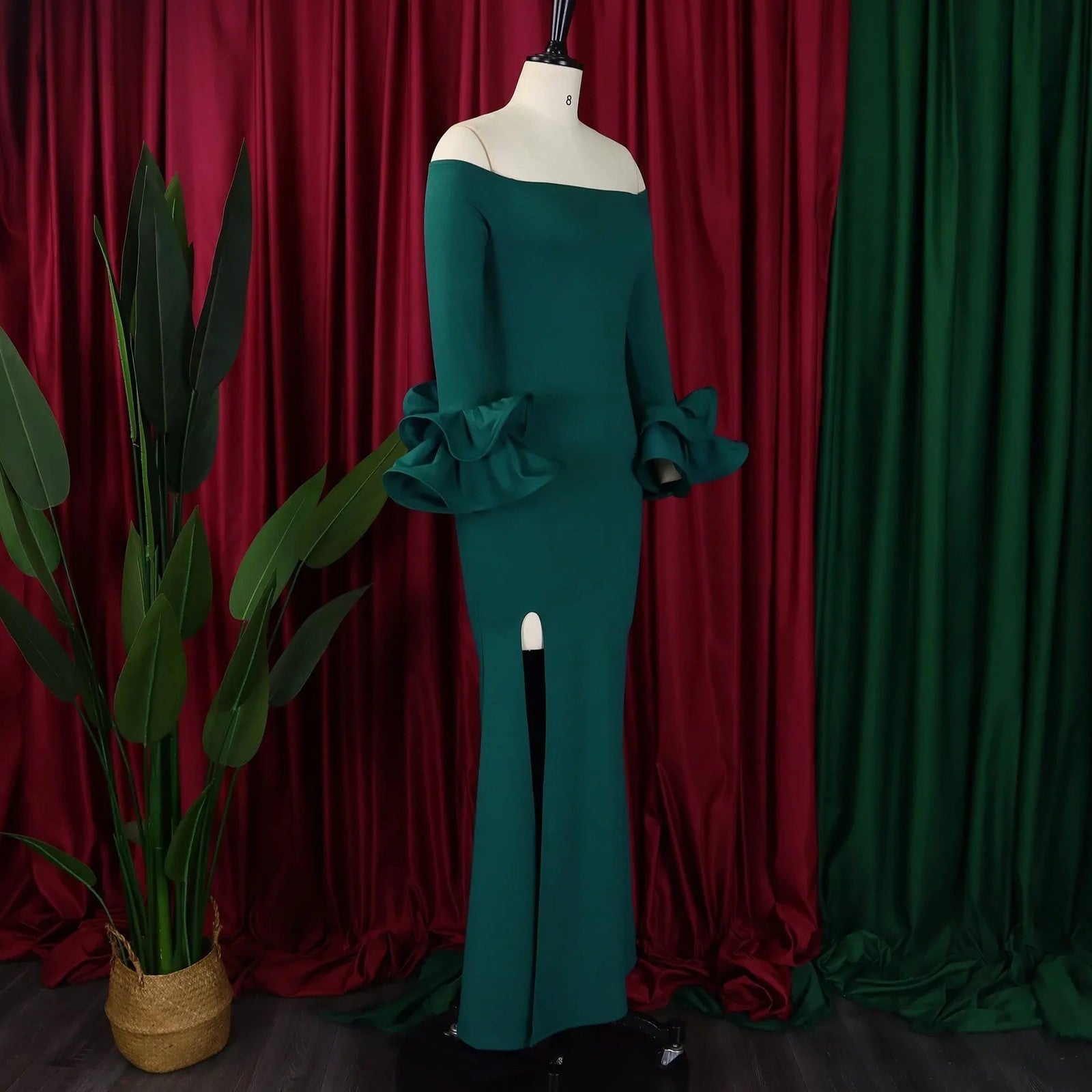 Elegant Sexy Side Slit Long Dress For Women Independent Stand Trade Clothing