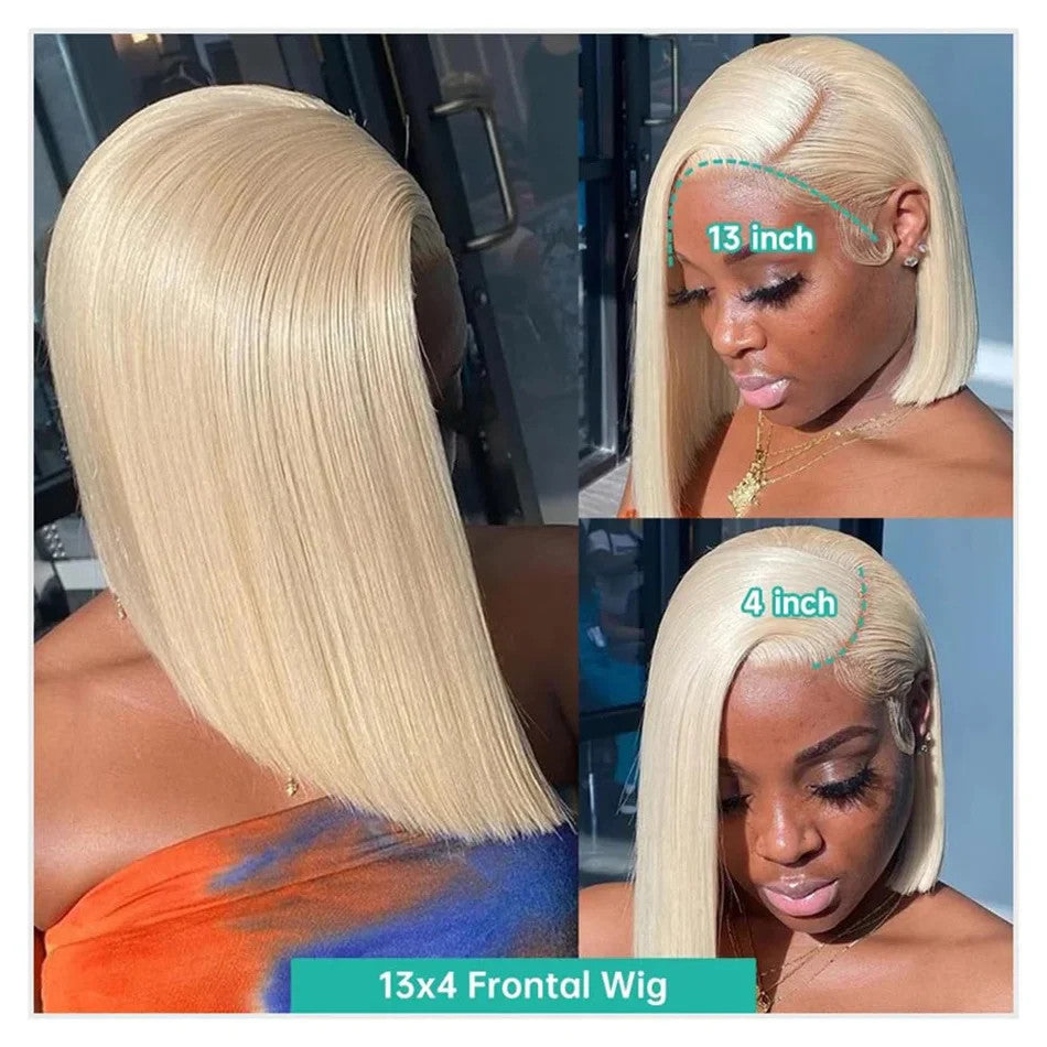 100% Vietnamese Super Double Drawn Bone Straight 13x4 Frontal Bob Wig with