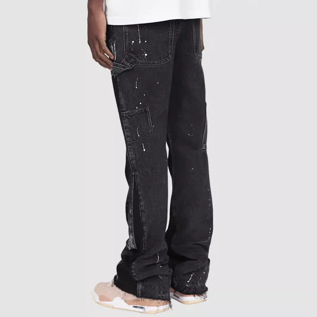 Men's Fashion Jeans Work Pants, European and American Fashion Workwear Elastic