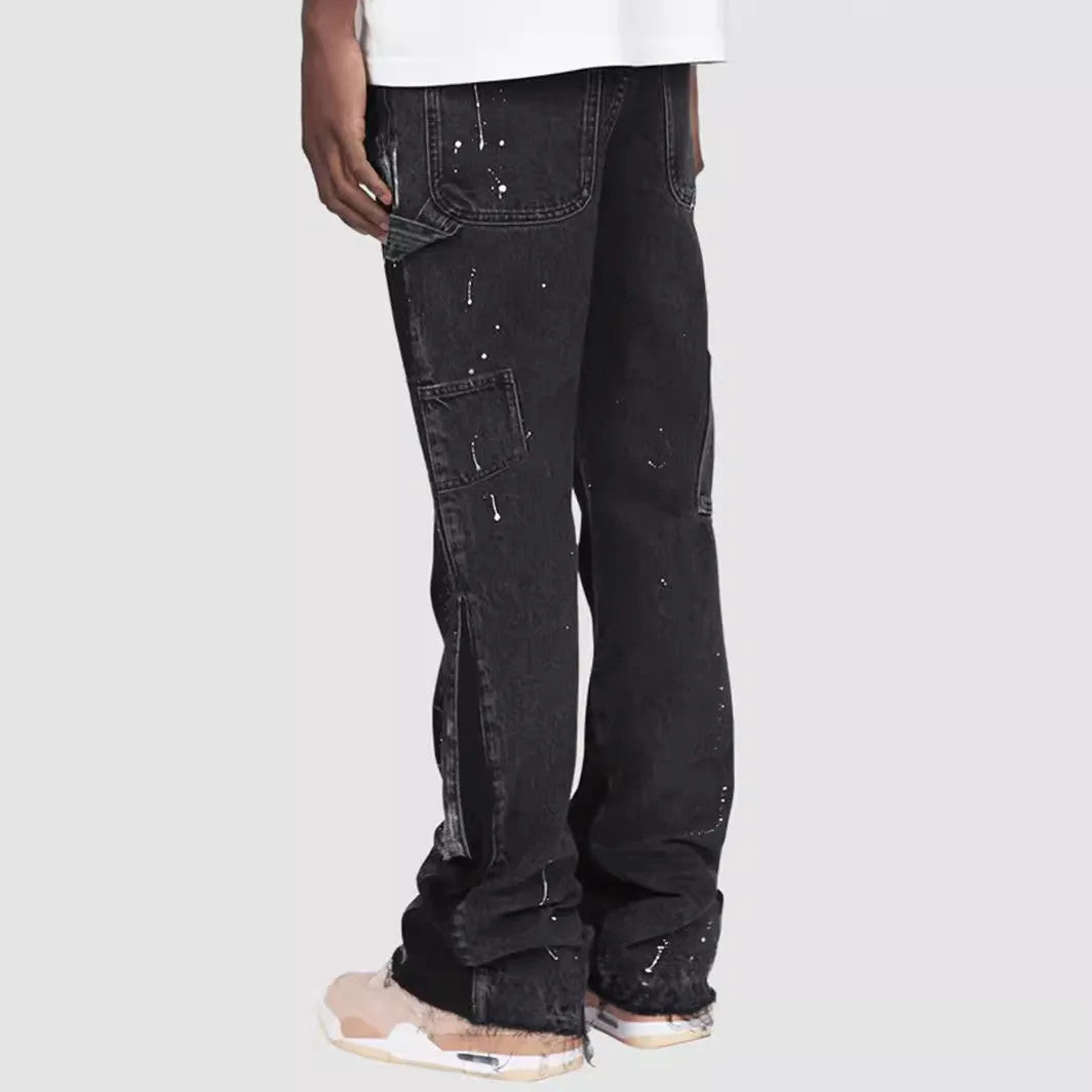 Men's Fashion Jeans Work Pants, European and American Fashion Workwear Elastic