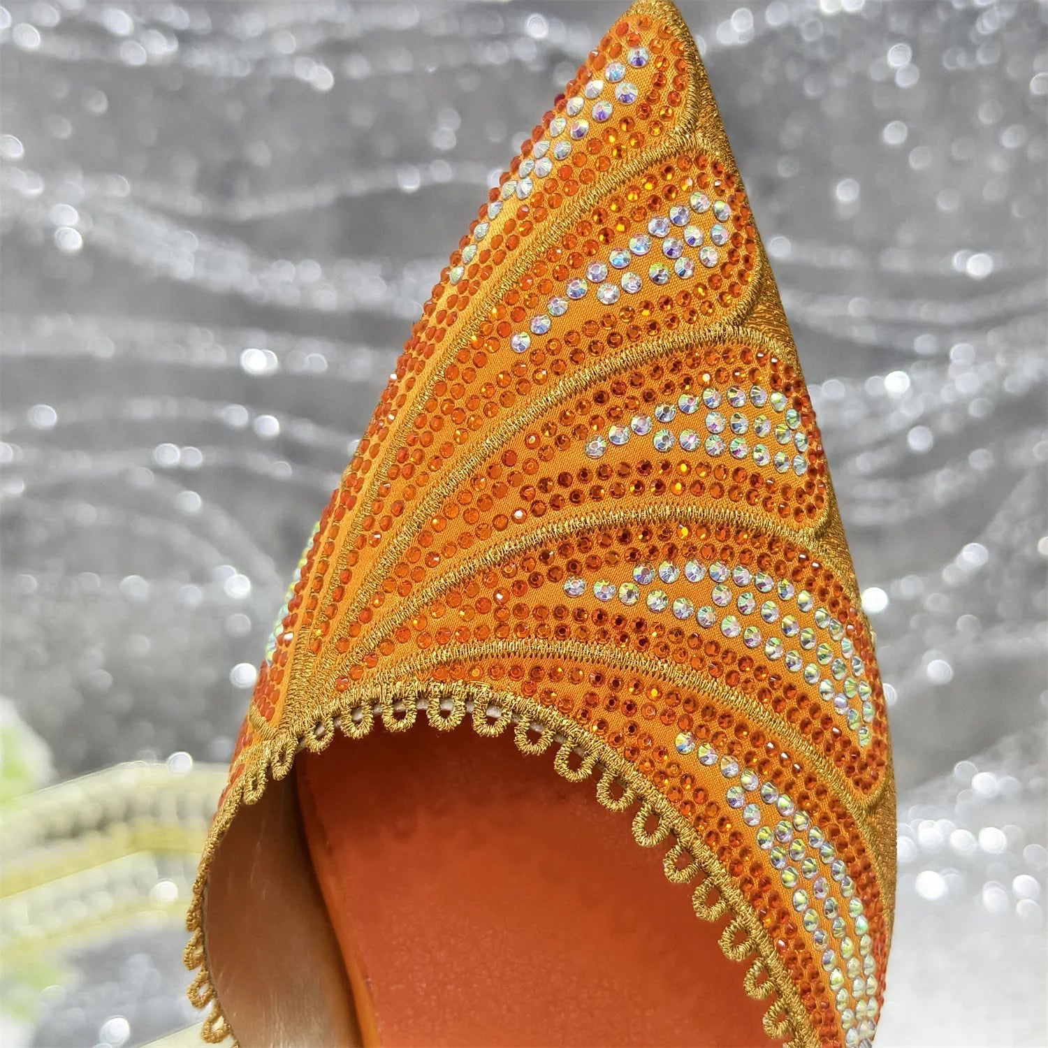 Women's Italian Diamond Studded Shoes and Bag Matching Set