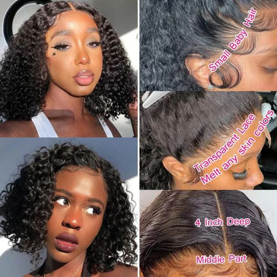 Mongolian Kinky Curly Wig Human Hair 13x4 Curly Lace Front Human Hair Wigs Deep