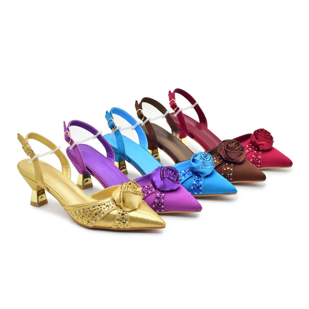 Crystal Rhinestone Spike Heel Pumps | Shoes & Matching Bag Set | EU 38–43 | Party & Wedding