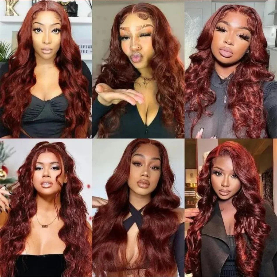 HD 13x4 Reddish Brown Lace Front Colored Glueless Human Hair Wigs Brazilian