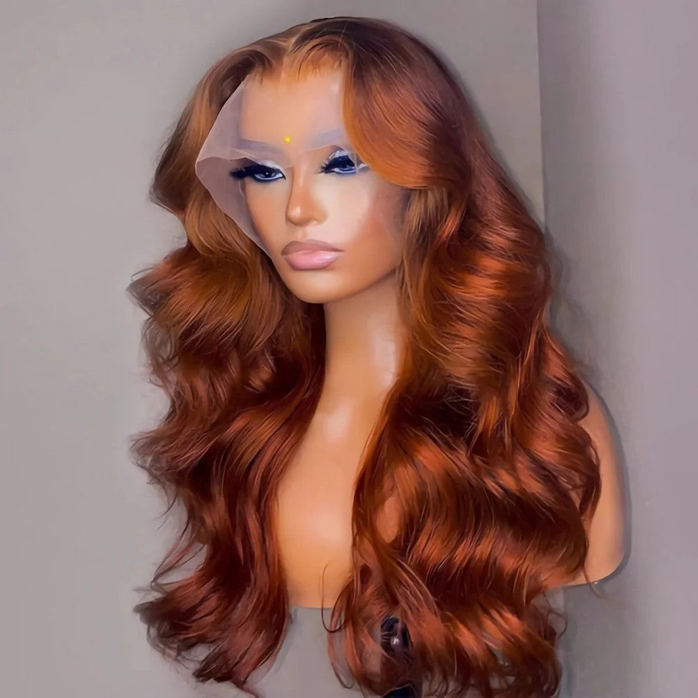 HD 13x4 Reddish Brown Lace Front Colored Glueless Human Hair Wigs Brazilian