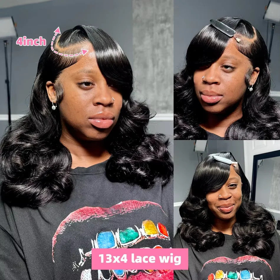250% Body Wave HD Lace Frontal Wig Short Bob Wig Human Hair Glueless Human Hair