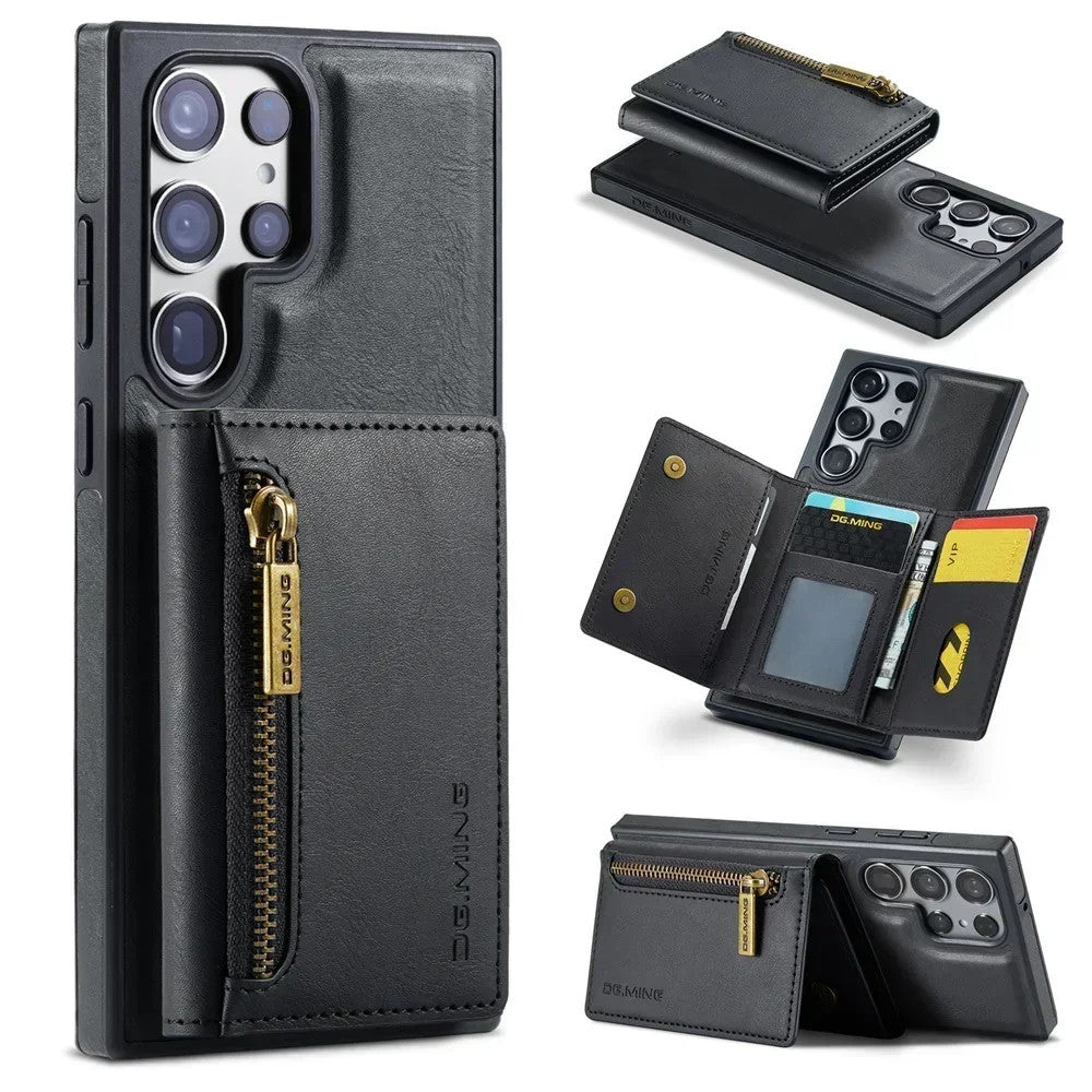 DG.Ming RFID Blocking Retro Flip Leather Case For Samsung Galaxy S25 S24 S22
