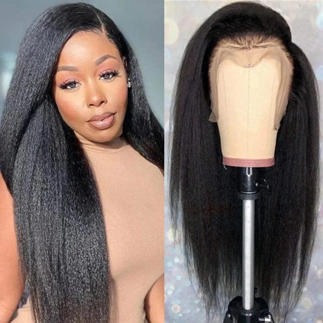 Yaki Straight Wig 360 Lace Frontal HD Human Hair Wigs Full Lace Kinky Straight