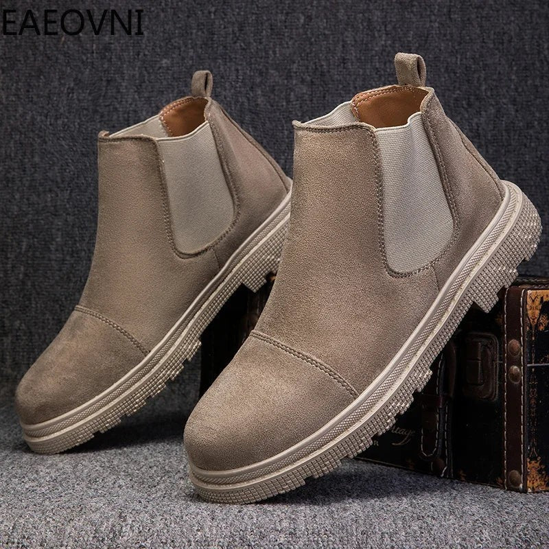New Winter Boot Casual Shoes for Men Round Toe Slip-on Trendy All-match British