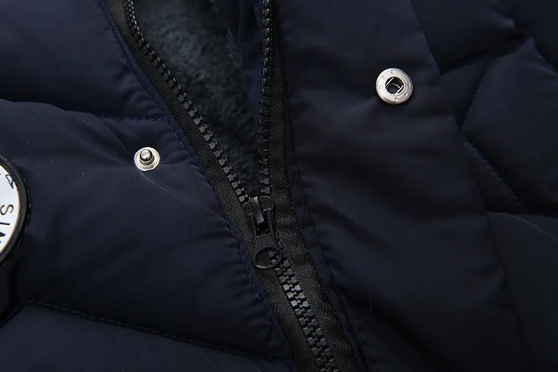 2-8 Years Winter Boys Jacket Thick Keep Warm Lining Plush Detachable Hat Hooded