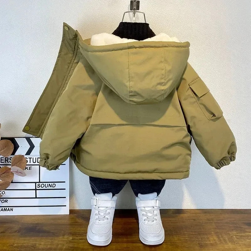 Kids' Hooded Puffer Jacket | Cotton Fill | Unisex | Ages 2–10 | Black & Yellow