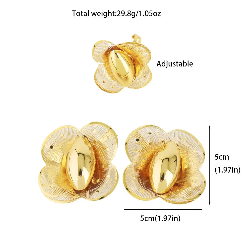Gold Plated Earrings Ring Set for Women