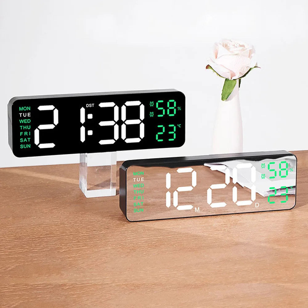 Digital LED Alarm Clock with Calendar,Temperature and Humidity. Acrylic or