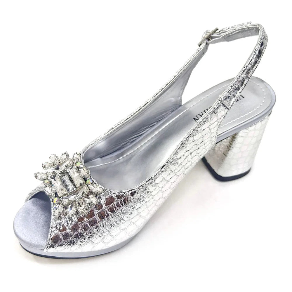 Rhinestone Bling Peep Toe Slingback Heels & Bag Set — 6 Colours | EU 37–43