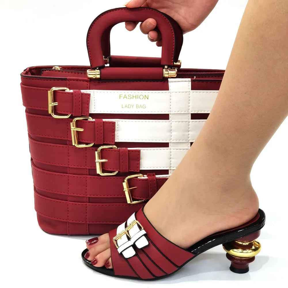 Latest Design Nigerian Women Shoes and Bag Set Plus Size Women Shoes 43 Ladies