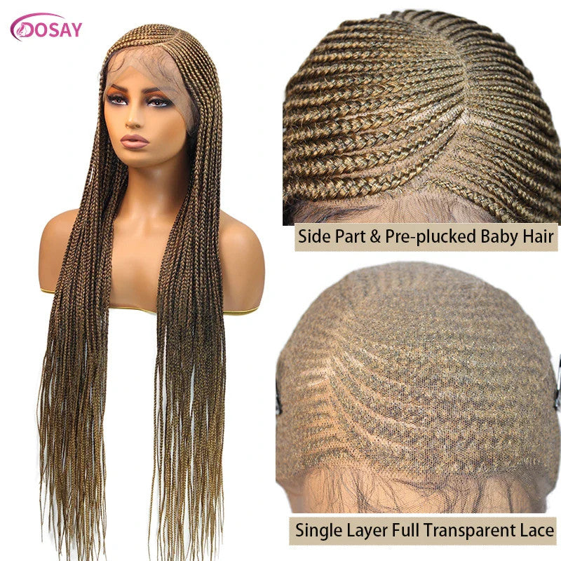 36" Cornrow Box Braided Wigs 613 Blonde Synthetic Wig for Women High Quality