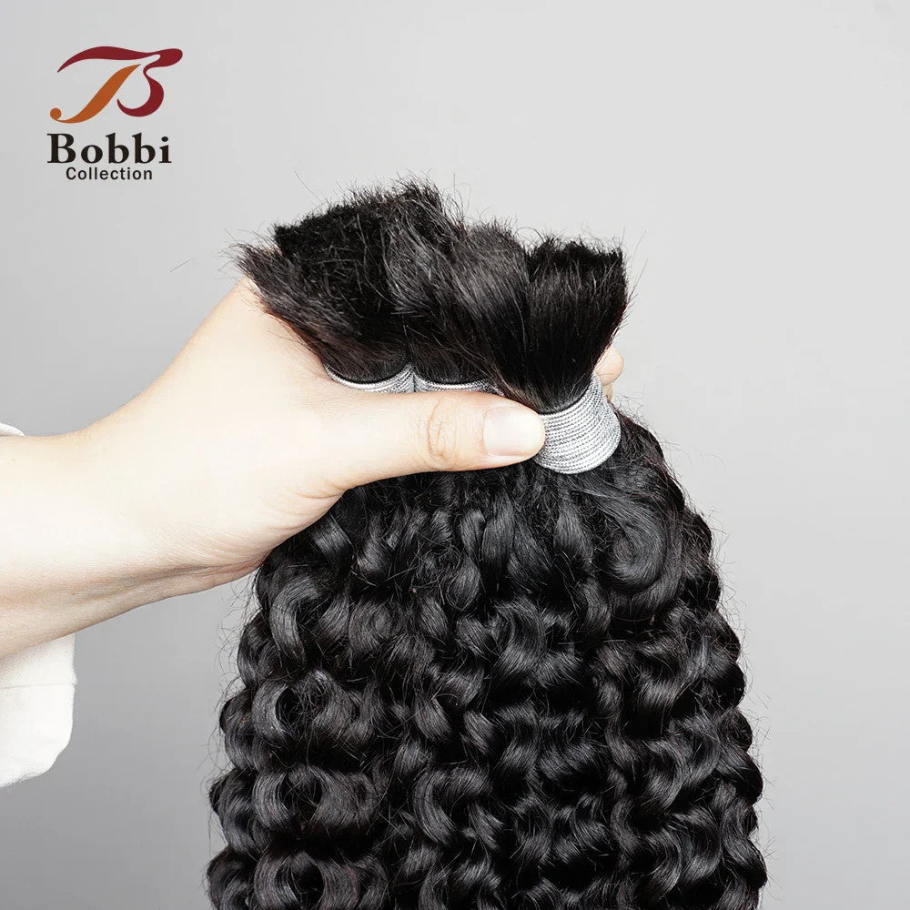 100% Human Hair Bulk for Braiding 1 Bundle Jerry Curly Natural Black Indian