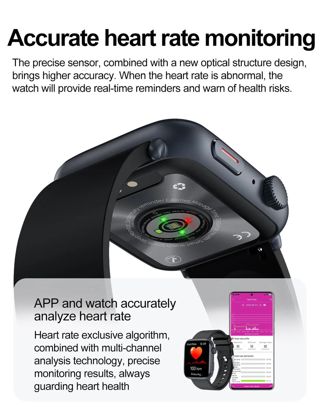 2025 AI Diagnosis NFC Smart Watch Women 1.85 inch AMOLED Blood pressure Heart