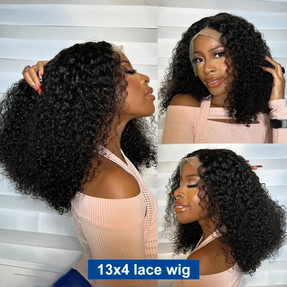 Afro Kinky Curly Short Bob Wig 13x4 Bob Wigs Human Hair Jerry Curly Lace Front