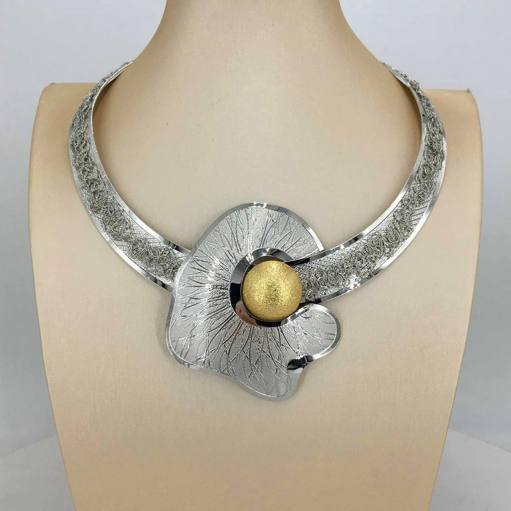 Fashion Dubai Gold-Plated Jewelry Set Simple Style African Necklace All Copper