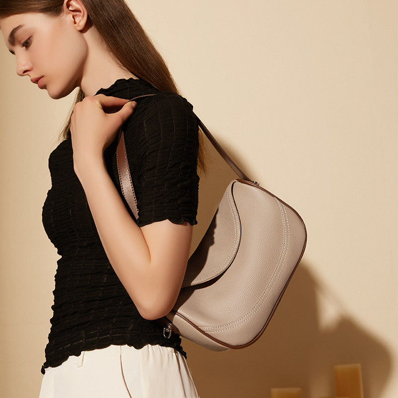 Women's First Layer Cow Leather Wide Shoulder Strap Shoulder Messenger Bag