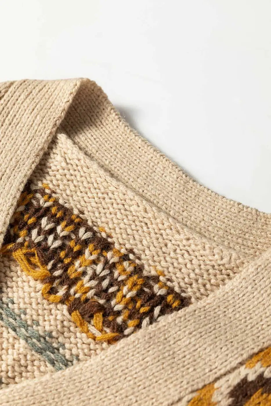 Khaki Western Pattern Knit Cardigan Women UK