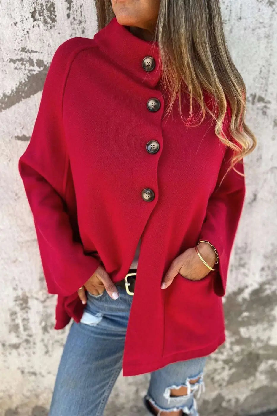 Red Collared Wrap Cardigan Women UK