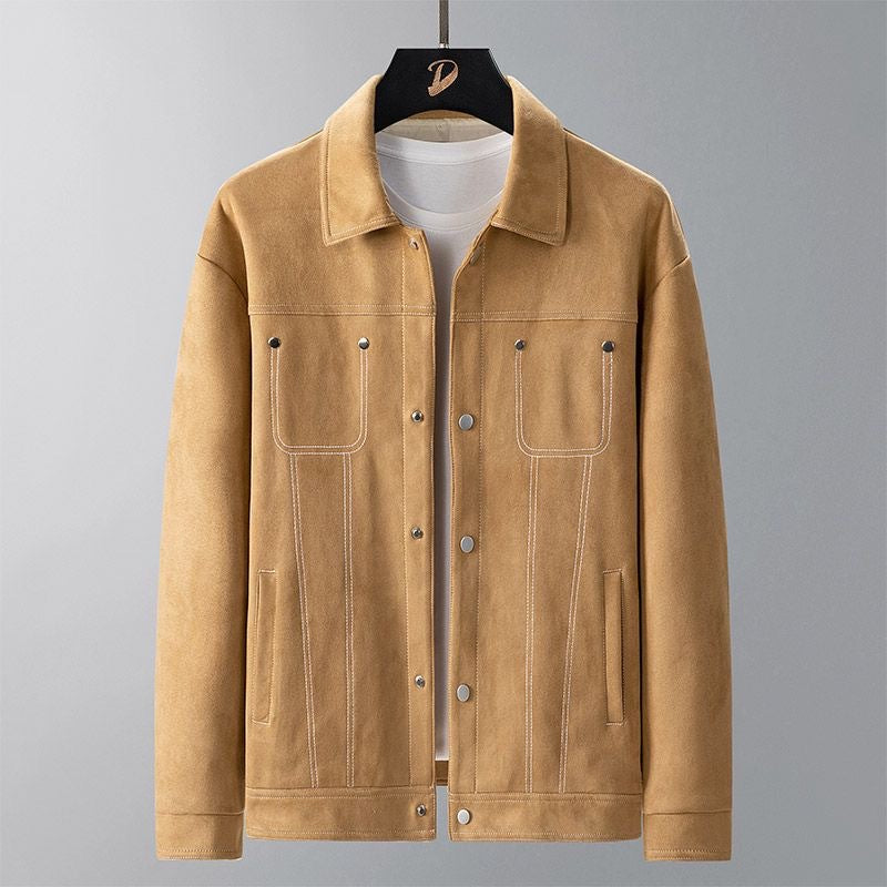 Mens SpringSummer SuedeLike Fabric Work Jacket