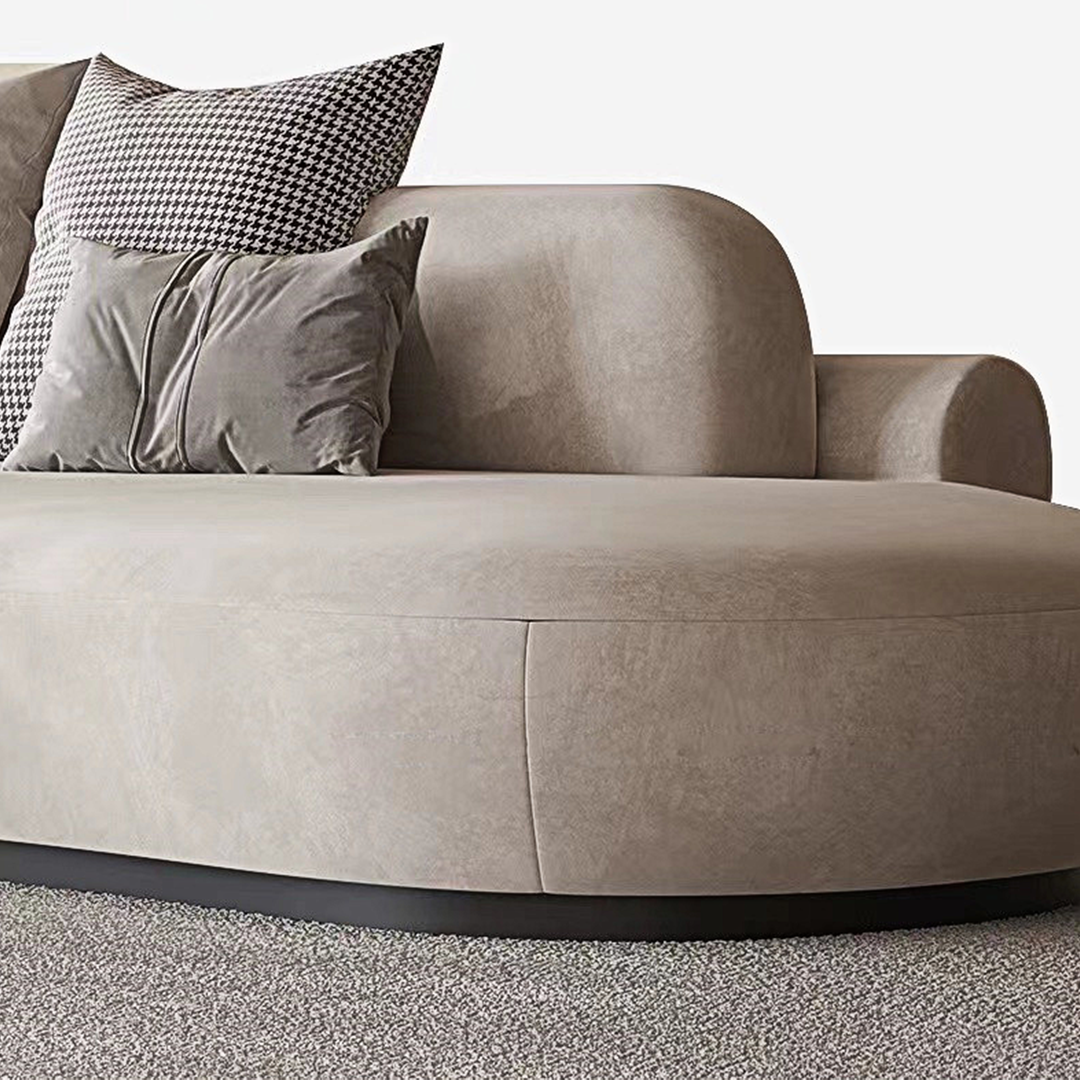 Cosima Grey Four Seater, Five Seater Curved Sofa, Long Sofa, Velvet