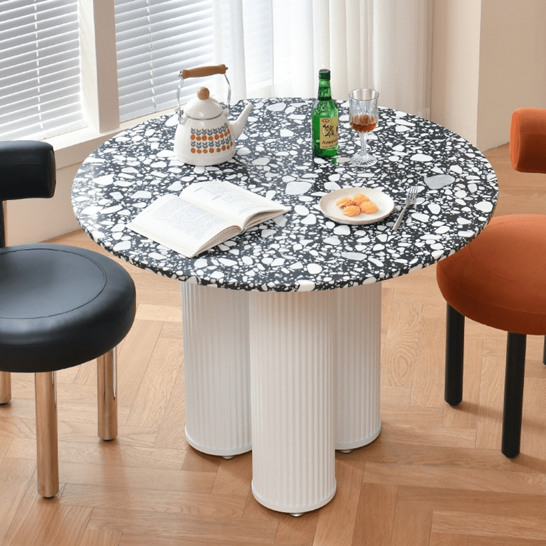 Nelli Modern Round Dining Table, Marble