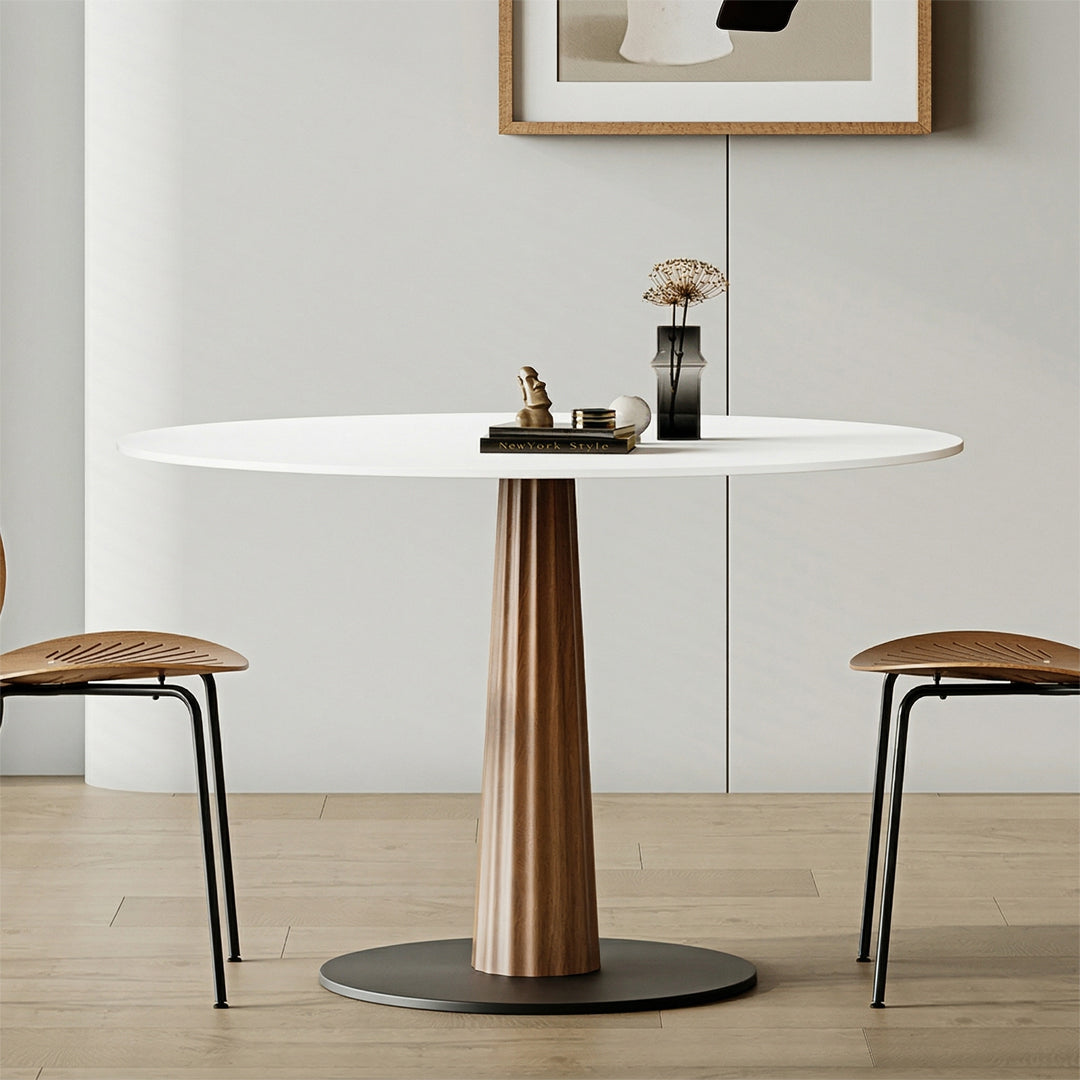 Anderson Small Round Dining Table, Sintered Stone & Solid Wood