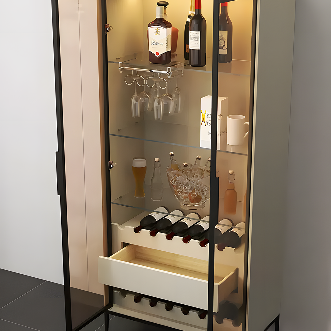 Delfina Wine Cabinet, Cabinet With Wine Rack, Light Grey Wood