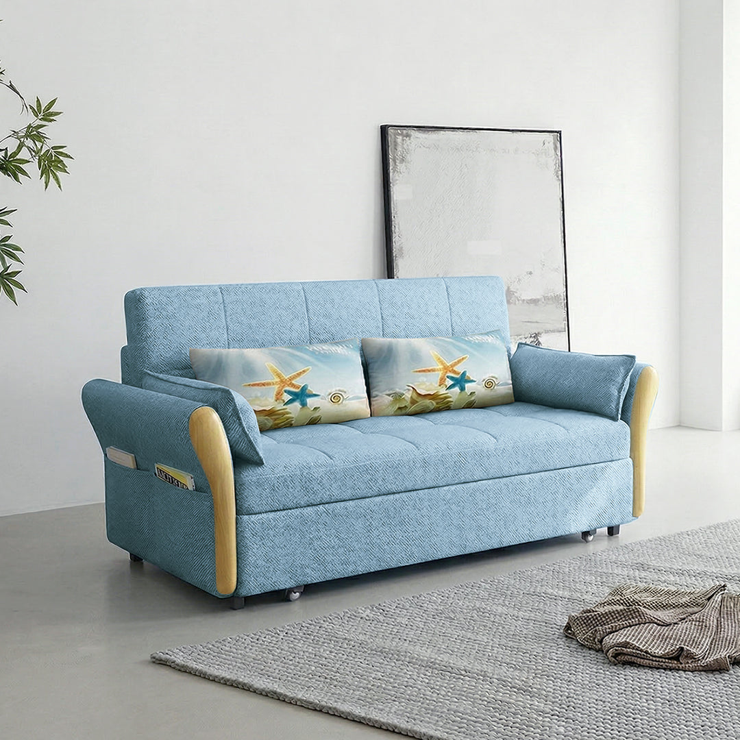SB152 Two Seater Sofa Bed, Blue