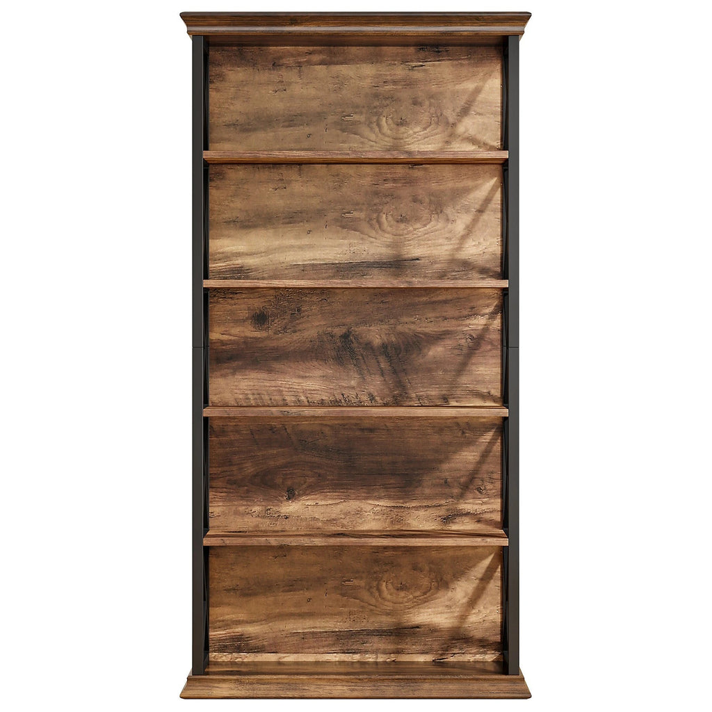 180cm 5-Tier Rustic Industrial  Bookcase - Large Open Shelf Display & Storage