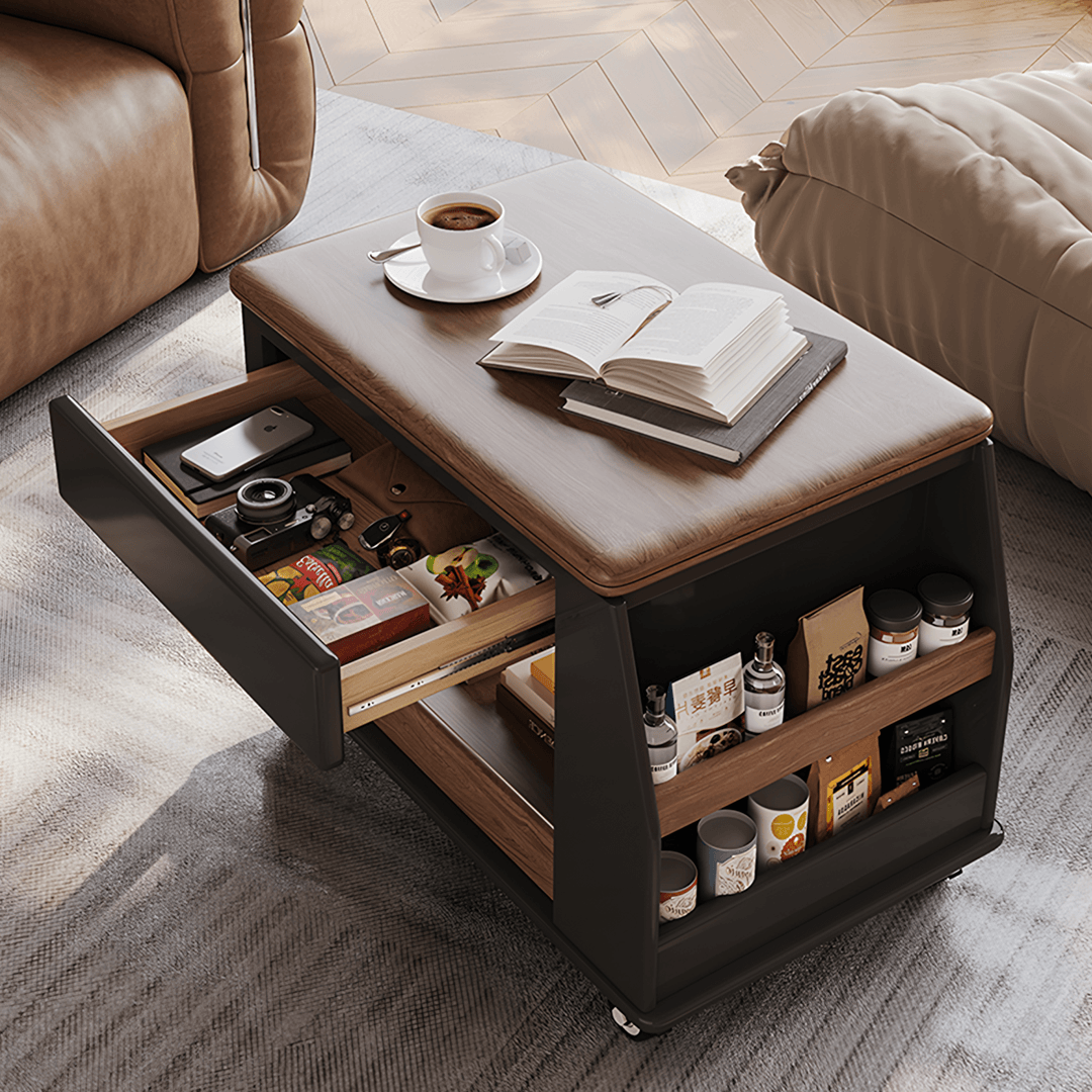 Ariana Lift Up Table, Foldable Coffee Table With Storage & Casters